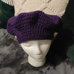 Chic Crochet Purple Beret Hat